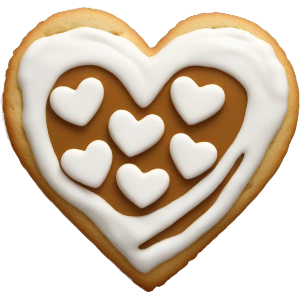 Singular heart shaped cookie with white frosting emoji
