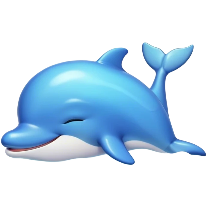 Meme-Worthy Cute Sleeping Dolphin Portrait Emoji, Head resting peacefully with a contented smile, showcasing a sleek, streamlined body and eyes gently closed in serene slumber, Simplified yet adorably endearing features, highly detailed, glowing with a soft, drowsy oceanic light, high shine, relaxed and utterly lovable, stylized with an air of playful laziness, soft glowing outline, capturing the essence of a sleeping dolphin that feels destined to become the next viral icon of adorable rest! emoji