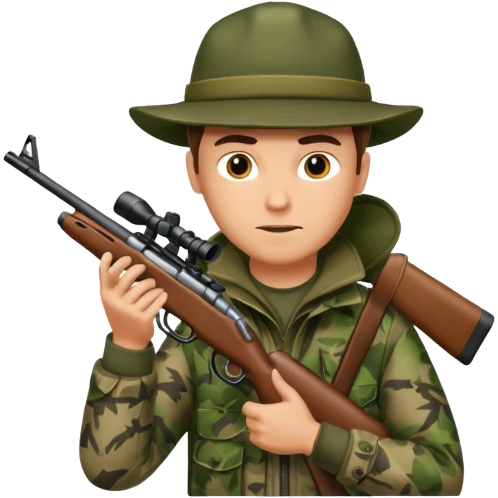 male hunter aiming a rifle, minimal background emoji