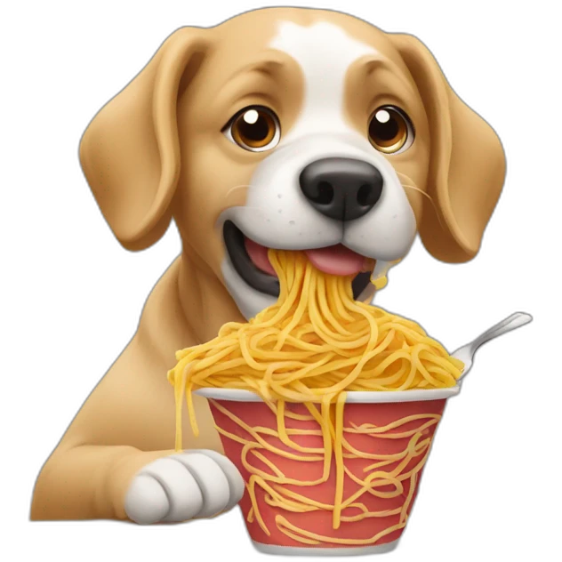 dogs eating spaghetti emoji