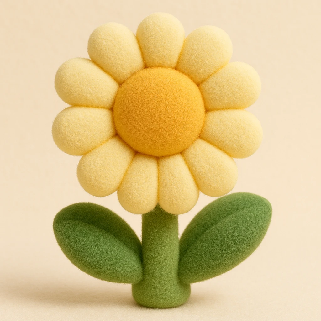 yellow flower in flocked toys style emoji