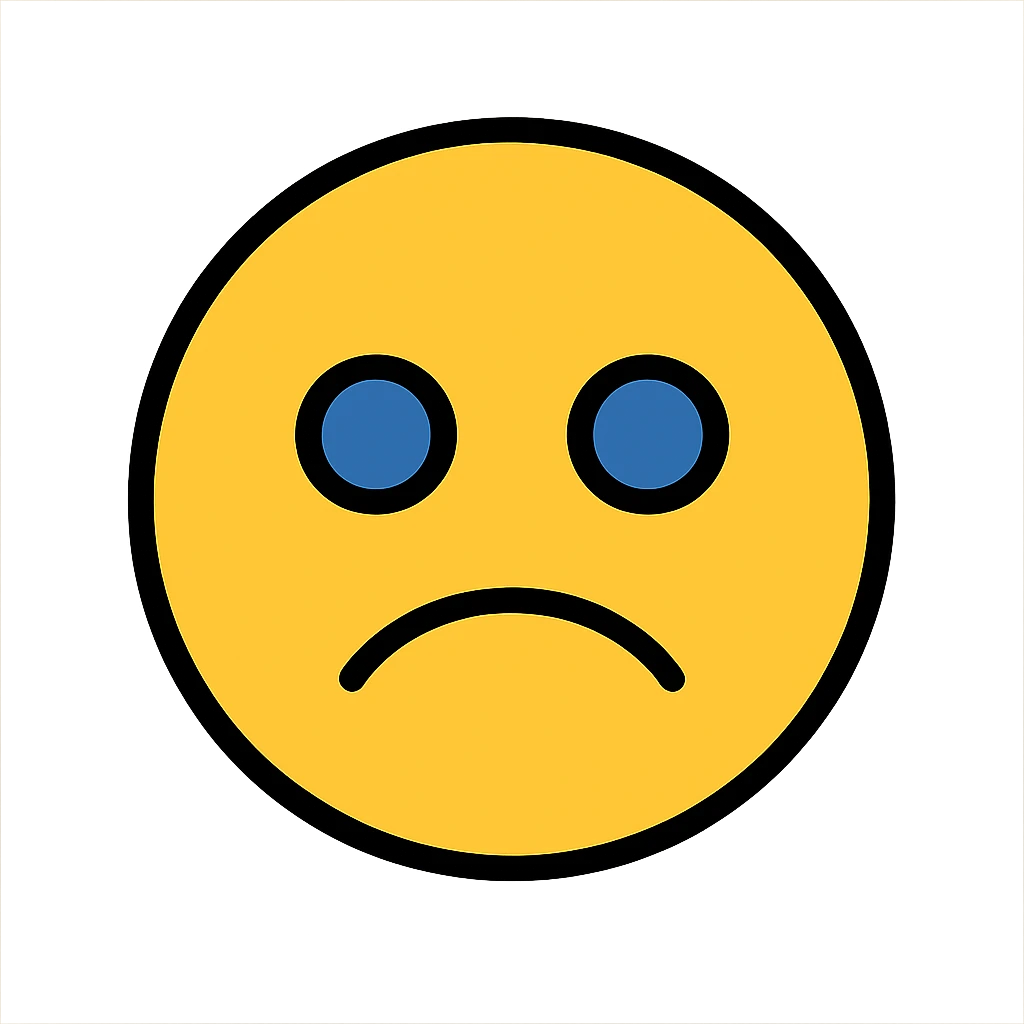 bad face emoji with frown and sad eyes emoji