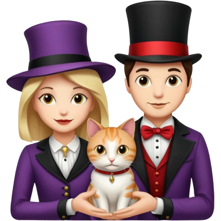 magician couple and their pet cat emoji