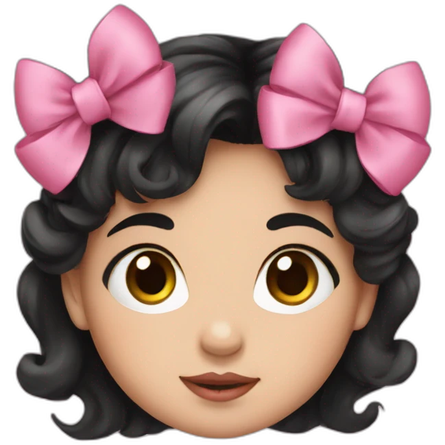 Baby girl with black hair and pink bow emoji