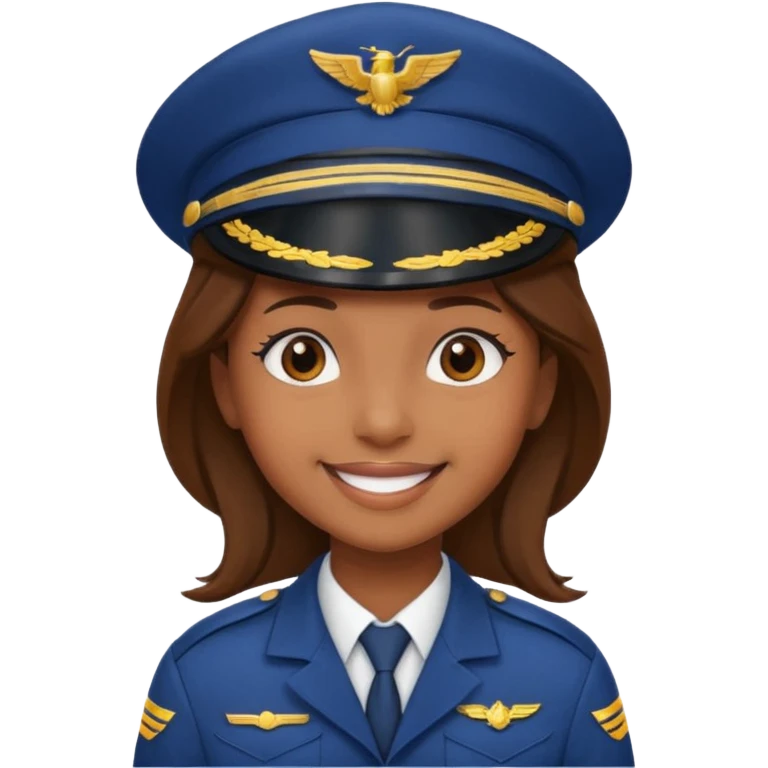Young, brown skin, wearing pilot uniform include hat emoji