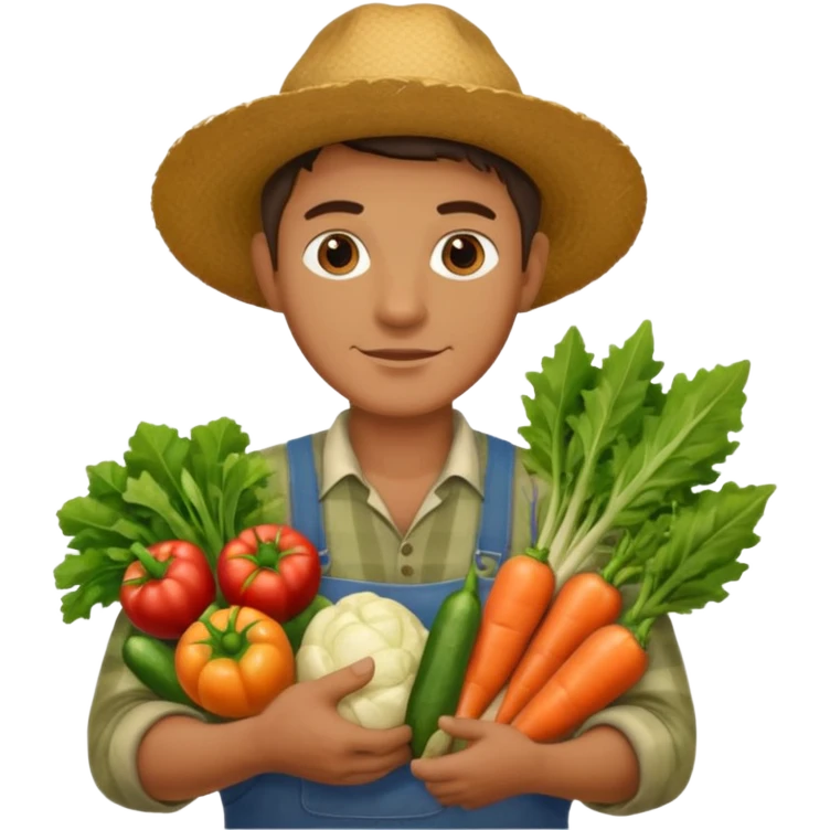 farmer man holding vegetables emoji