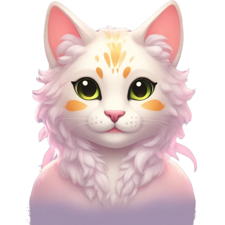 Kawaii bright fantasy ethereal anthro feline fursona animal creature emoji
