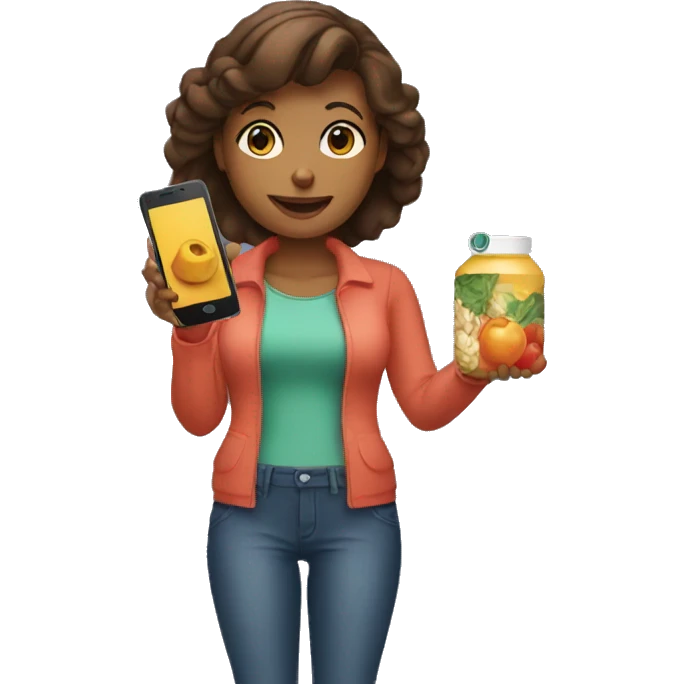 woman shopping for groceries on her phone emoji