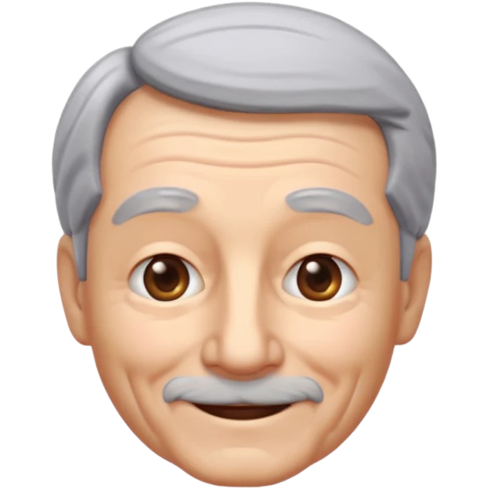 A 3D emoji in iOS emoji aesthetic style of an old man with gray hair, gentle wrinkles, kind smile, and soft eyes. Minimal white background, glossy Apple-style design, warm and friendly expression. emoji