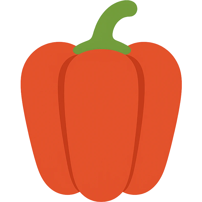 red capsicum, flat color icon, no text emoji