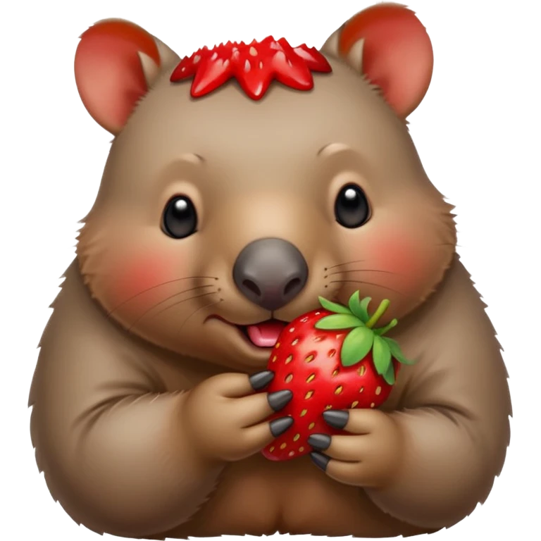 Cute wombat eating a strawberry  emoji