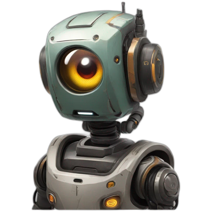 Robot called pathfinder from the game apex legends. Has one eye and a sort of tv screen on his body. Tall and very friendly emoji