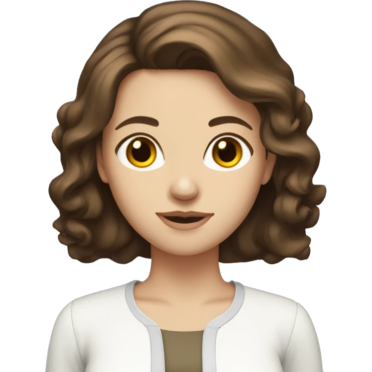 medium brown hair, white skin, woman, brown eyes emoji