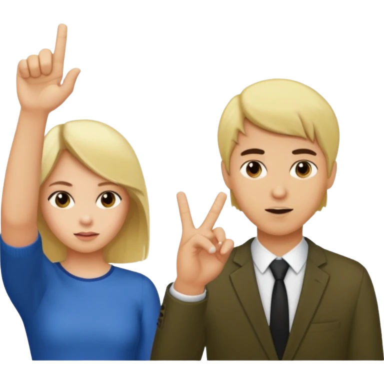 une fille blonde qui fait un doigt d'honneur a un mec brun parce qu'il vient de l'insulter emoji