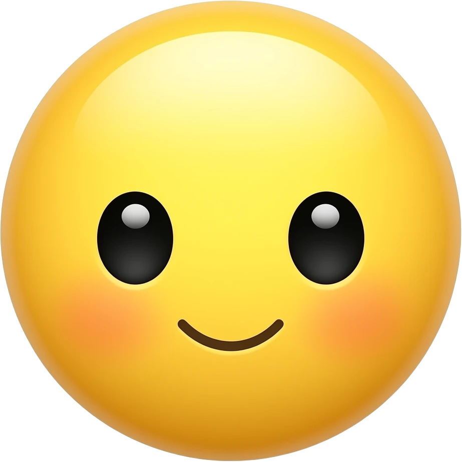 Round Yellow face with big cute eyes more cute And mouth like a little bit Down And make it cute moře cute kawaii with a Smiley face emoji