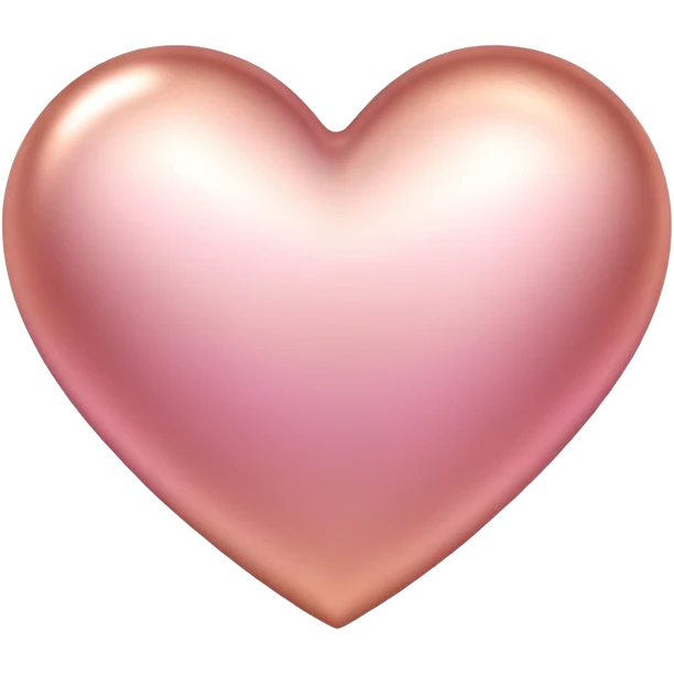 Rose gold heart with gradient pink tones, metallic texture emoji