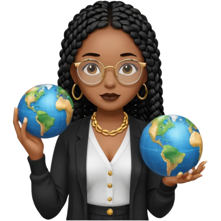 a-young-woman-wearing-fine-gold-round-glasses-and-black-hair-in-several-box-braids,-she-has-light-black-skin,-and-she's-wearing-a-white-shirt-with-an-black-cardigan-on-top.-she's-holding-a-globe-in-one-hand.png emoji