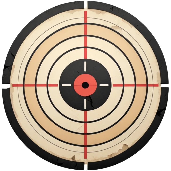 Paper target with black bullet holes in the center emoji