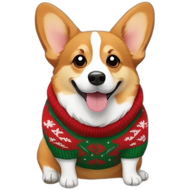 Corgi dog in ugly sweater  emoji