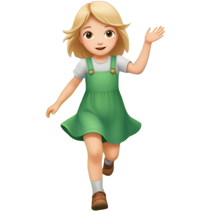 Little girl frolicking in a field with background emoji