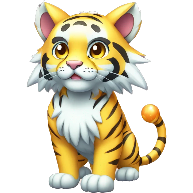 Colorful Shiny Kawaii Cute Celestial Tiger-Fakémon-Pokémon full body emoji