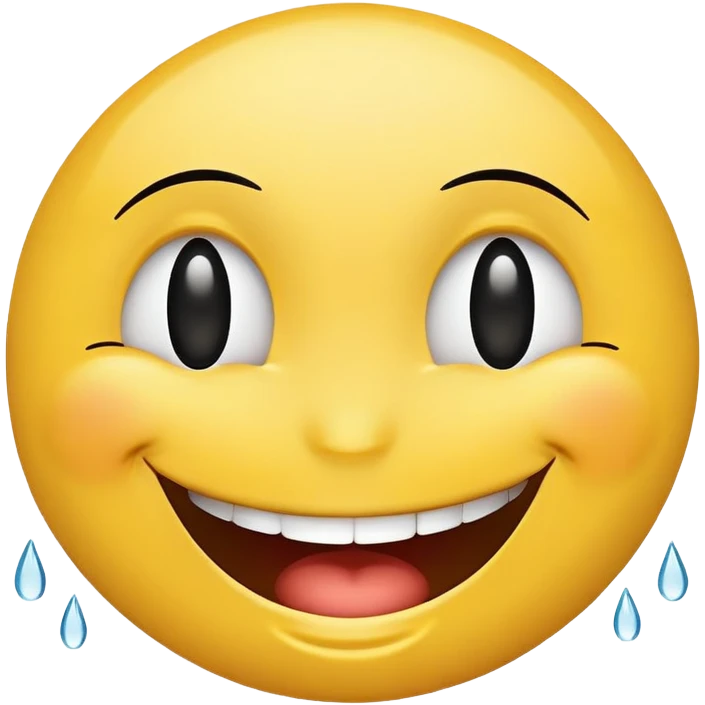 Make a laughing smiley with tears, where there will be eyelashes on the eyes emoji