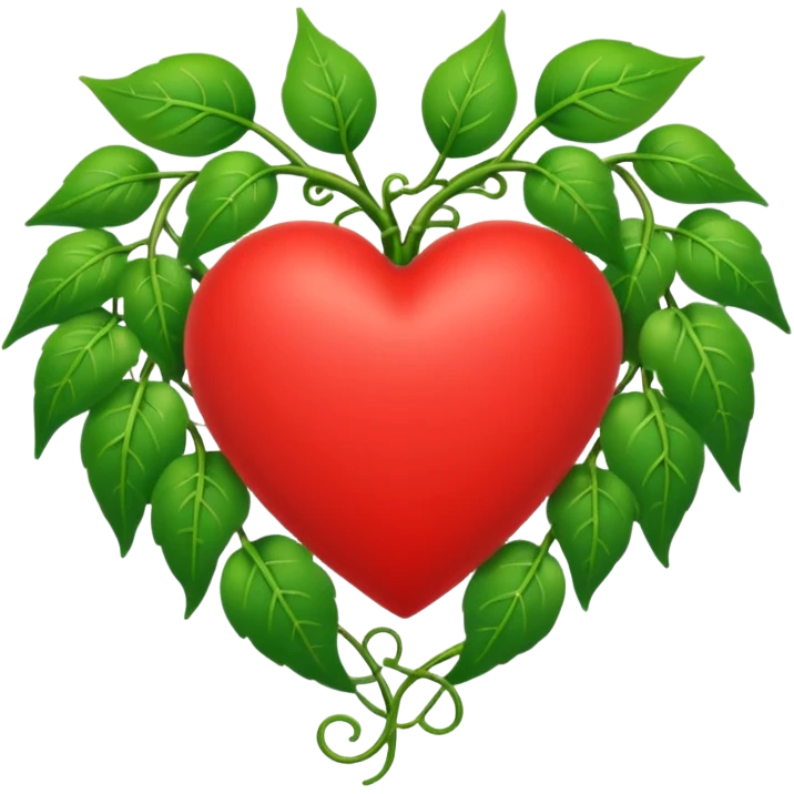 red heart with green vines growing around it emoji