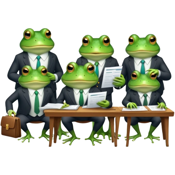 Frogs doing taxes emoji