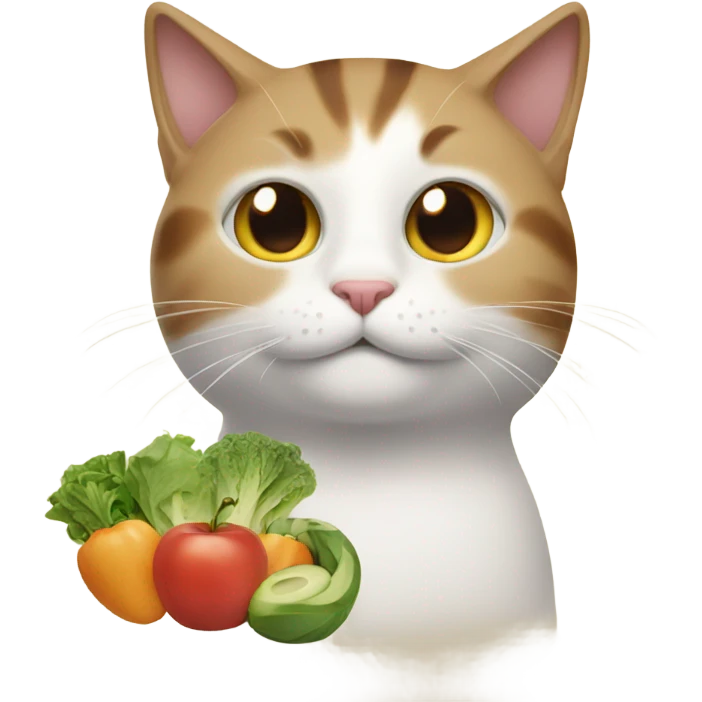 Cat with very healthy food emoji