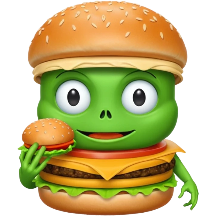 alien eating burger emoji