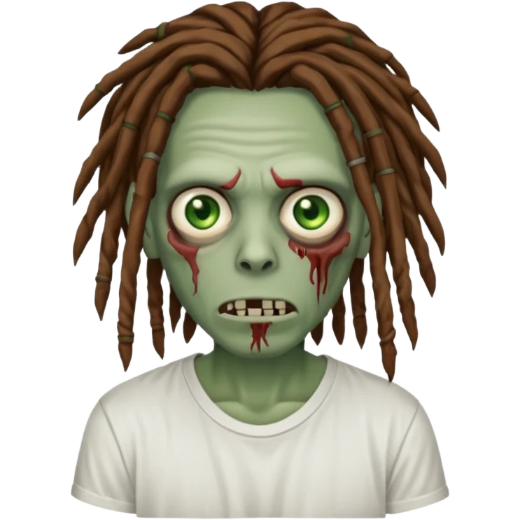 zombie with brown dreads white tee  emoji