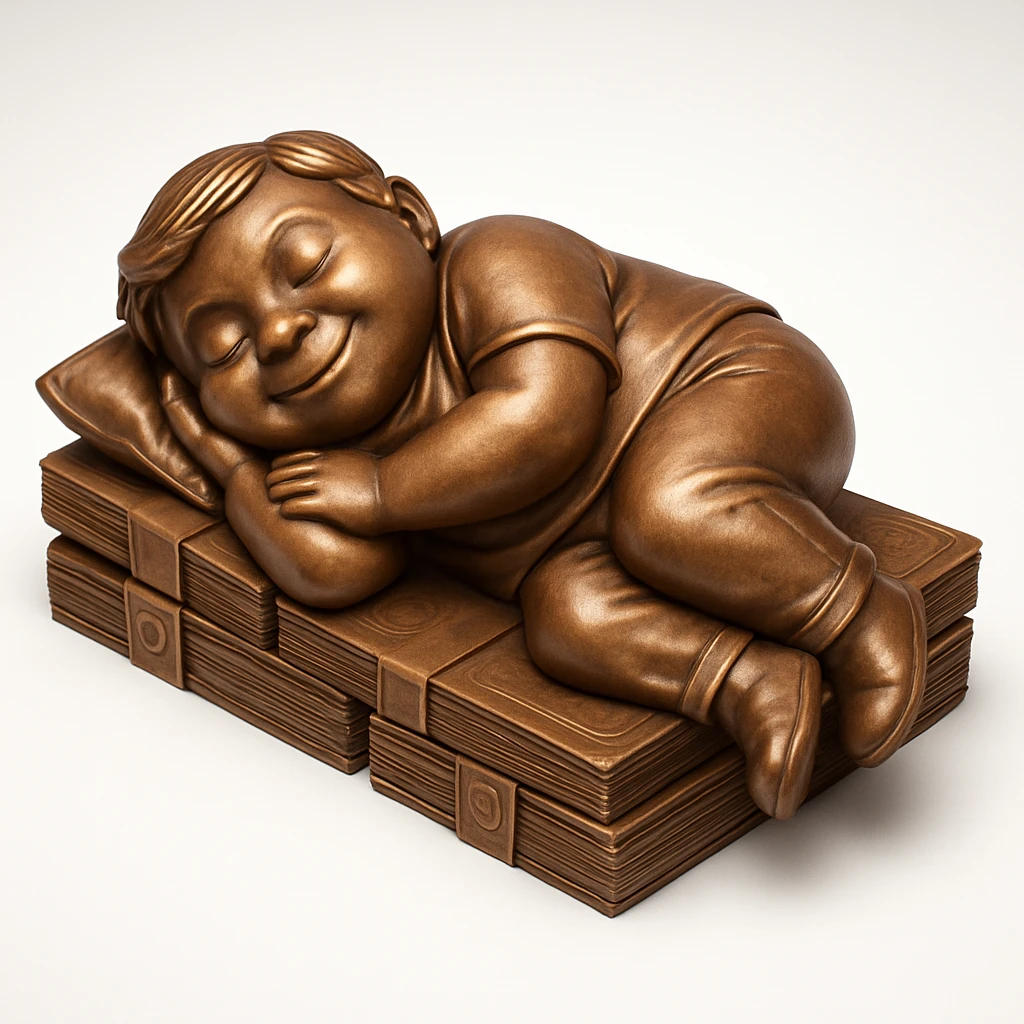 happy person napping on mattress of money emoji