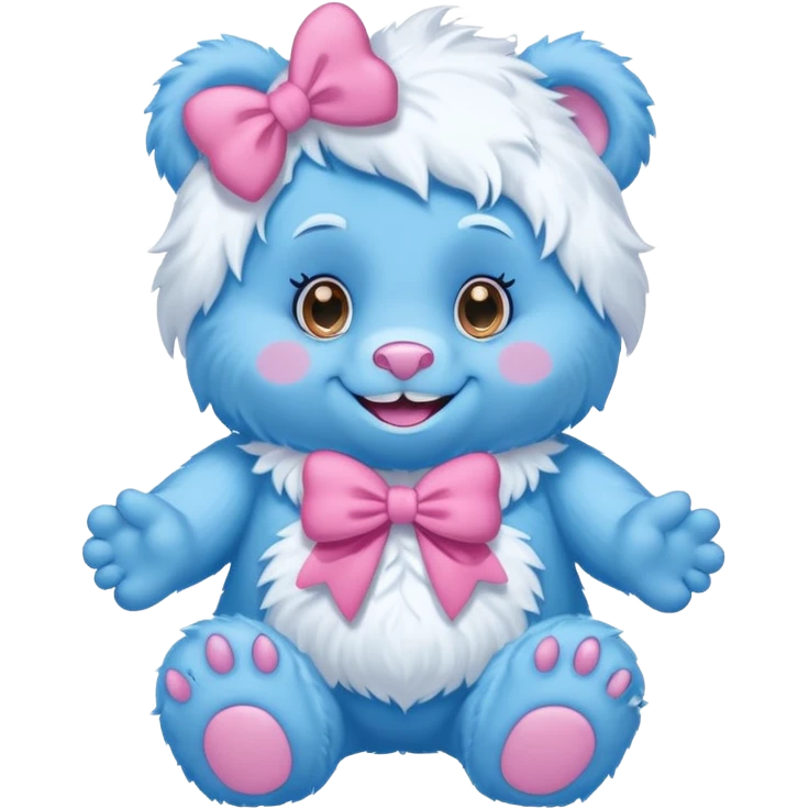 blue girl care bear yeti with bow emoji