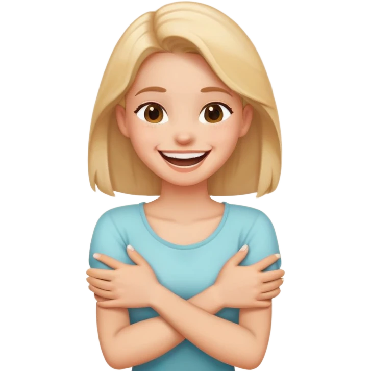 Arms crossed holding neck laughing girl emoji