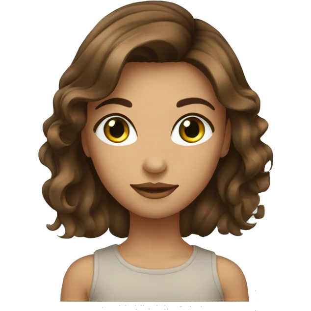 Fille cheveux bruns au carré yeux verts emoji
