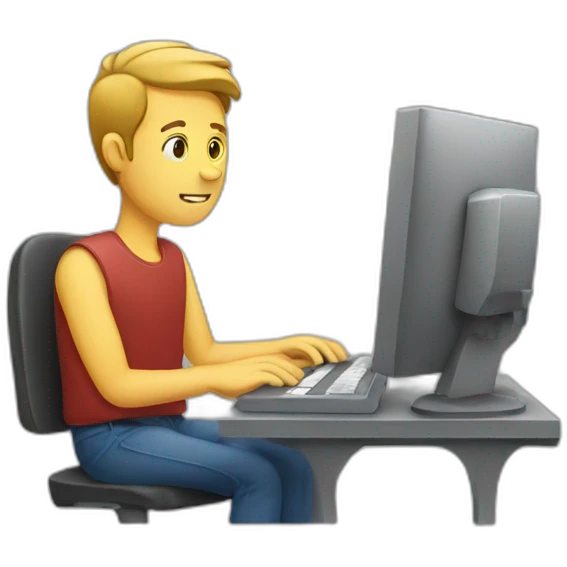 man typing on computer emoji
