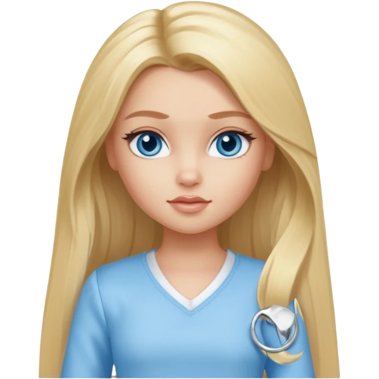 Bratz Cloe Blonde long hair blue eyes, Light blue outfit emoji