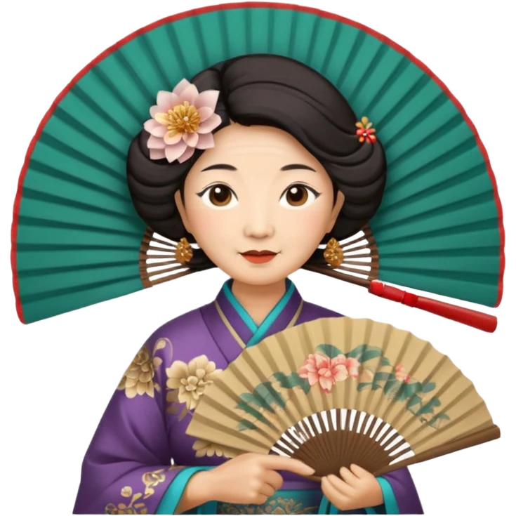 old women with folding fan emoji