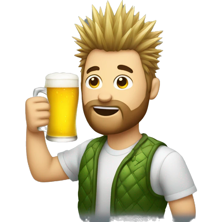 spiked hair guy drinking a beer  emoji