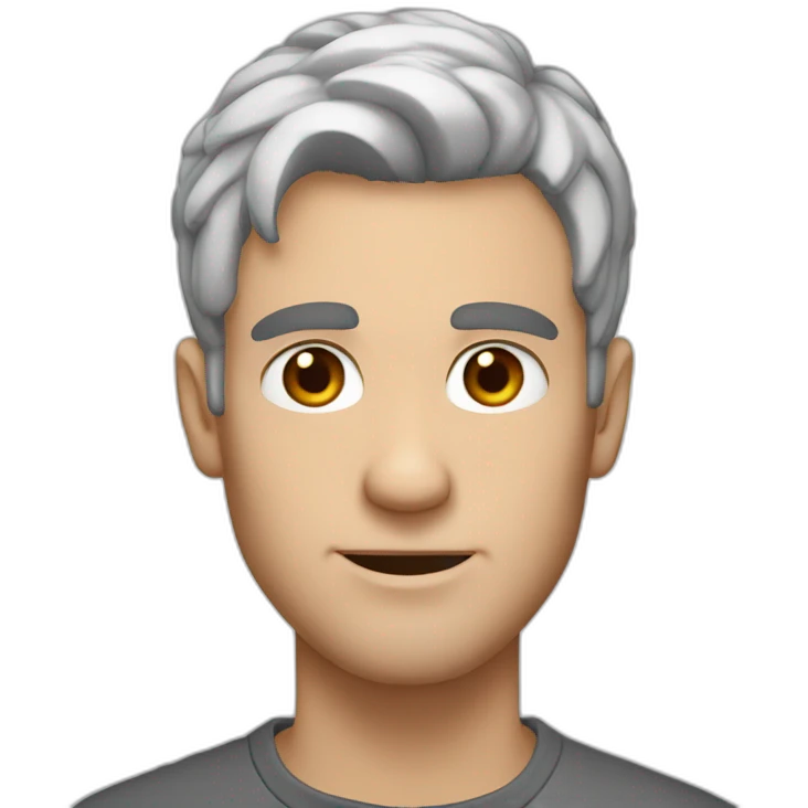 white guy tainted gray hair, brown eyebrows, mid 20s emoji