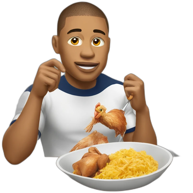Mbappé eating chicken emoji