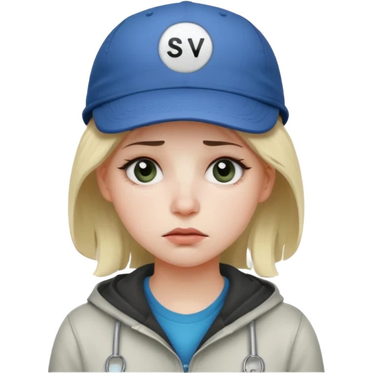 Female tech developer going back to work after christmas holidays, looking tired and wearing a cap that says "SVT" emoji