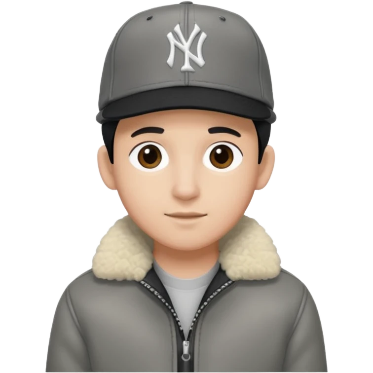 Cappellino New Era New York nero e persona con giubbotto di pecora grigio emoji