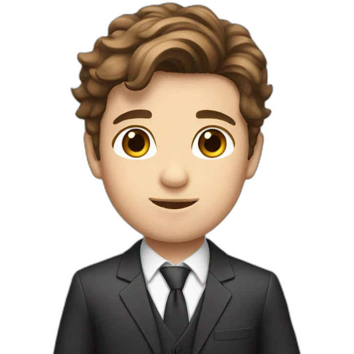 Australian boy brown hair with suit on emoji