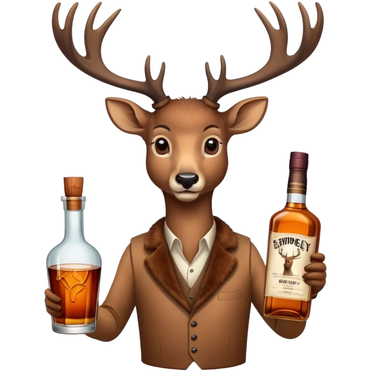 Косуля с бутылкой виски emoji