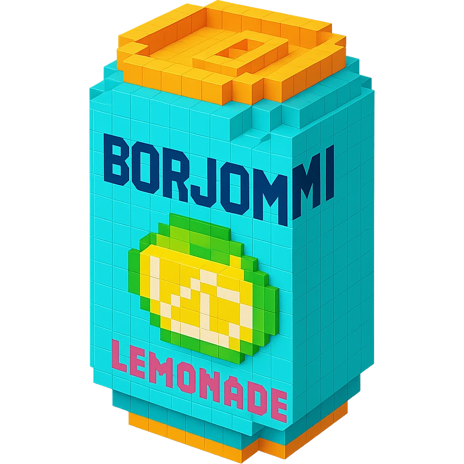 Borjomi lemonade can with a refreshing design emoji
