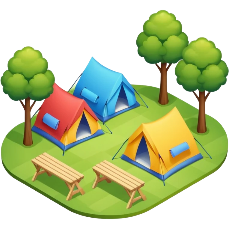 Tent vacation park isometric exterior emoji