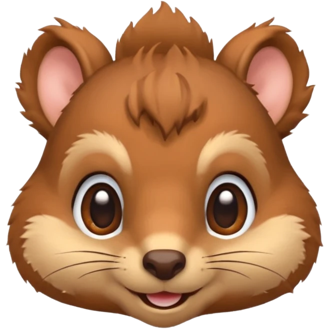 squirrel head, cute, smile, big eyes, furry, fluffy emoji