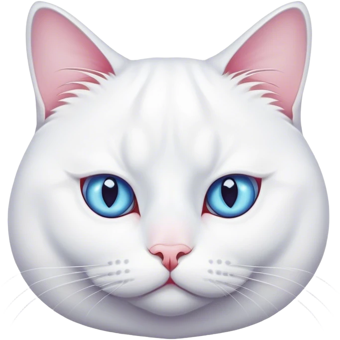 A fat and all white cat with different eyes color. emoji