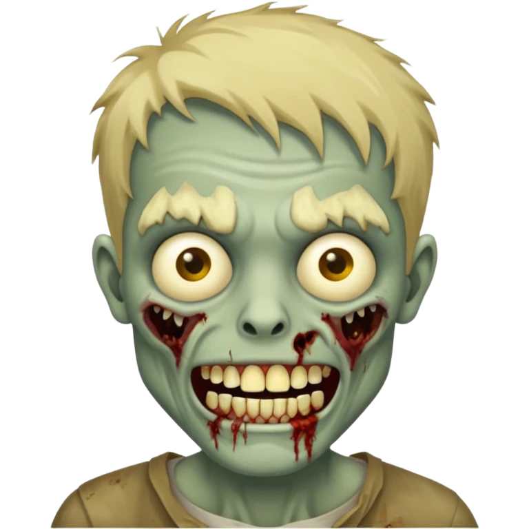 faça um homem zumbi, de cabelo baixo mostrando o dente emoji